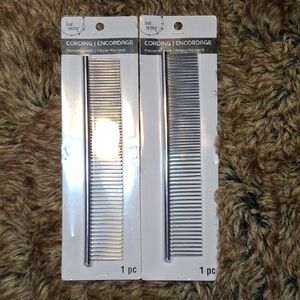 New Silver Macrame Cording Comb Set Of 2